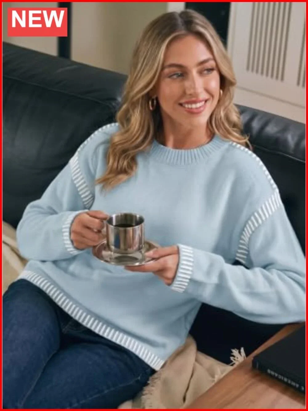 Oversized Crewneck Long Sleeve Cable Knit Pullover Sweater